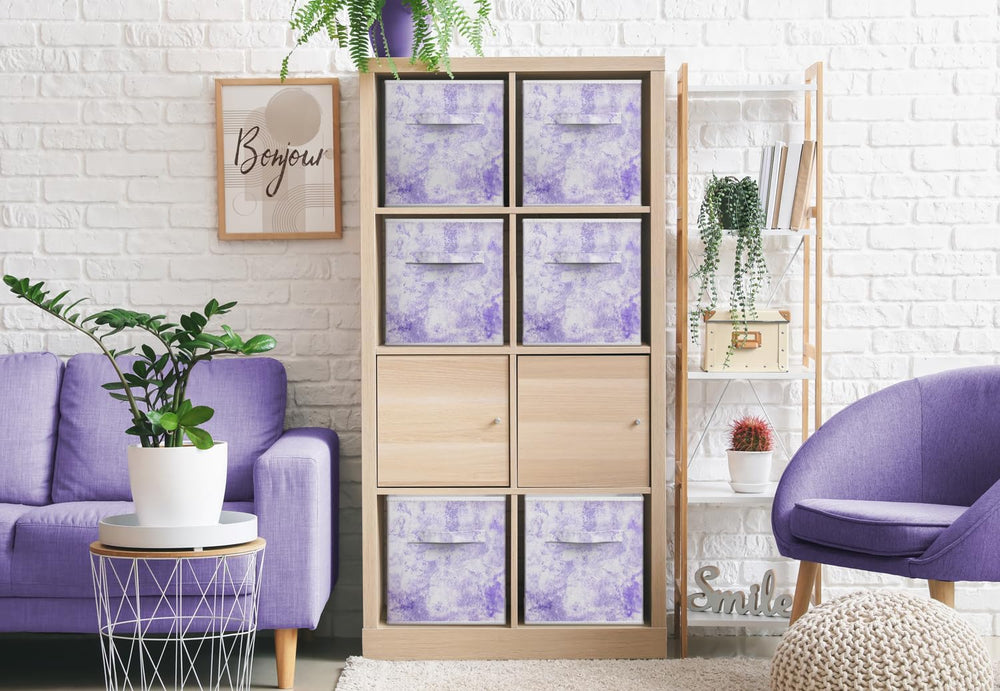 Sorbus 11 x 11 Storage Cubes, Foldable Fabric Bins (4 Pack, Tie-Dye Purple)