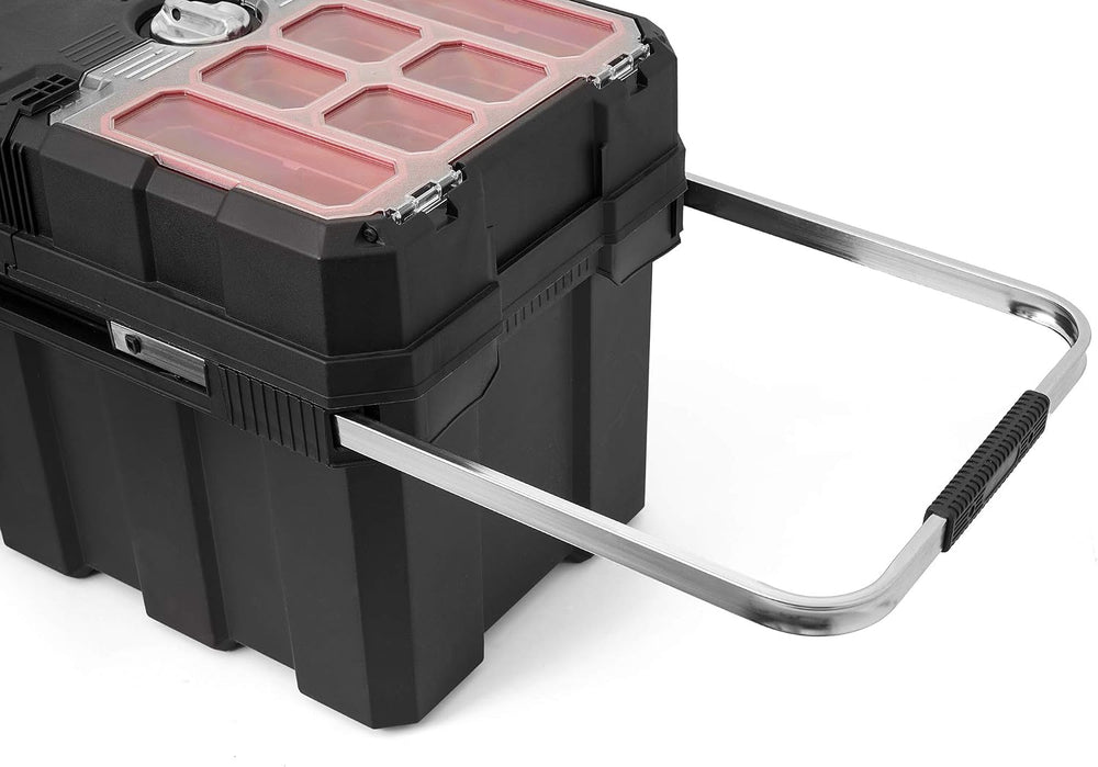 Keter Masterloader Resin Rolling Tool Box with Locking System and Removable B...