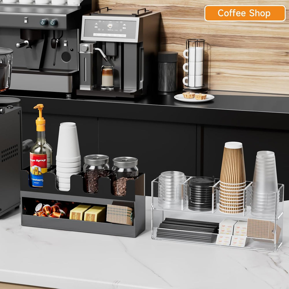 Beego 5-Compartment Cup Holder for Countertop - 2-Tier Clear Acrylic Cup Disp...