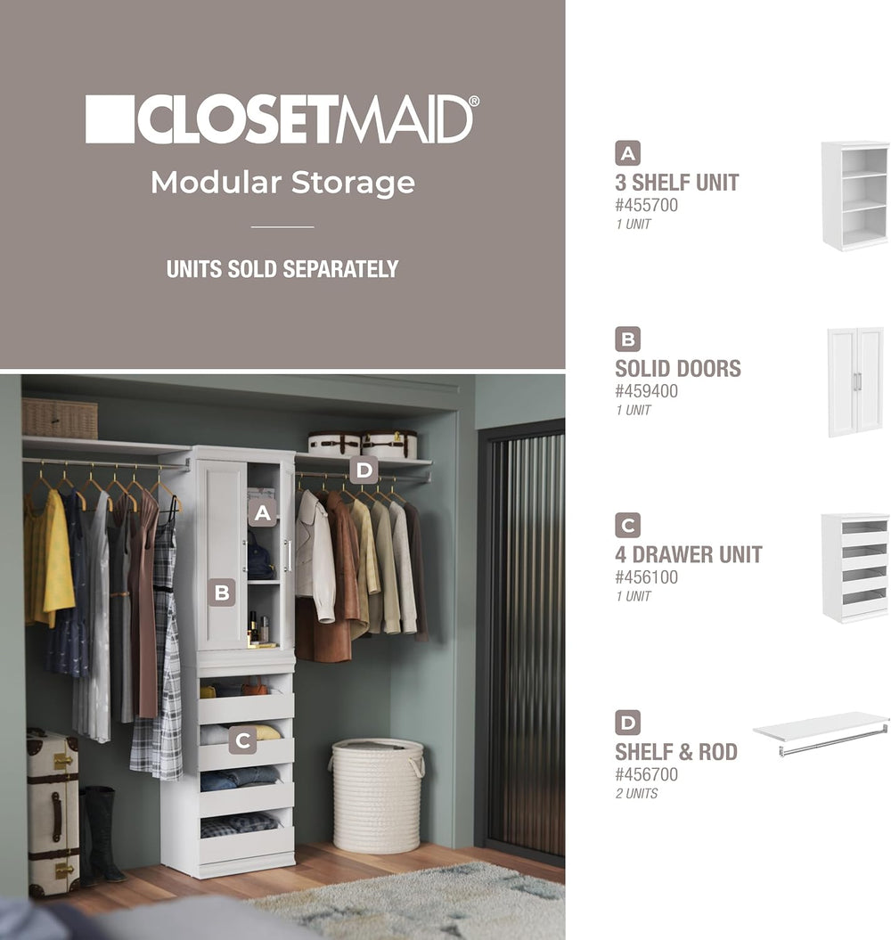 ClosetMaid Modular Closet Collection Shelf and Hang Rod Accessory Kit, 36-Inc...