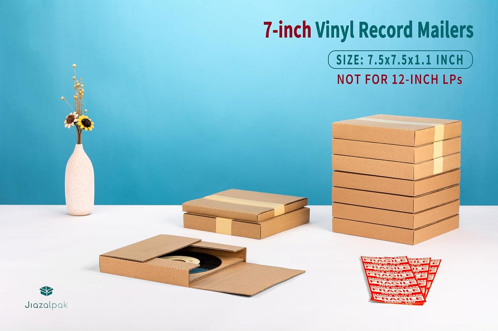 7-inch 45 RPM Record Mailers, 7.5x7.5x1.1 inch Shipping Boxes