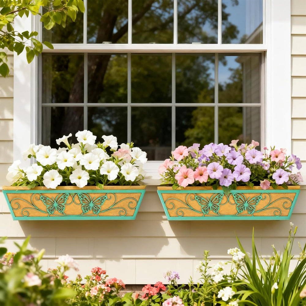 6 Pack 24 Inch Window Boxes Planter for Outdoor Plants Deck Railing Planters ...