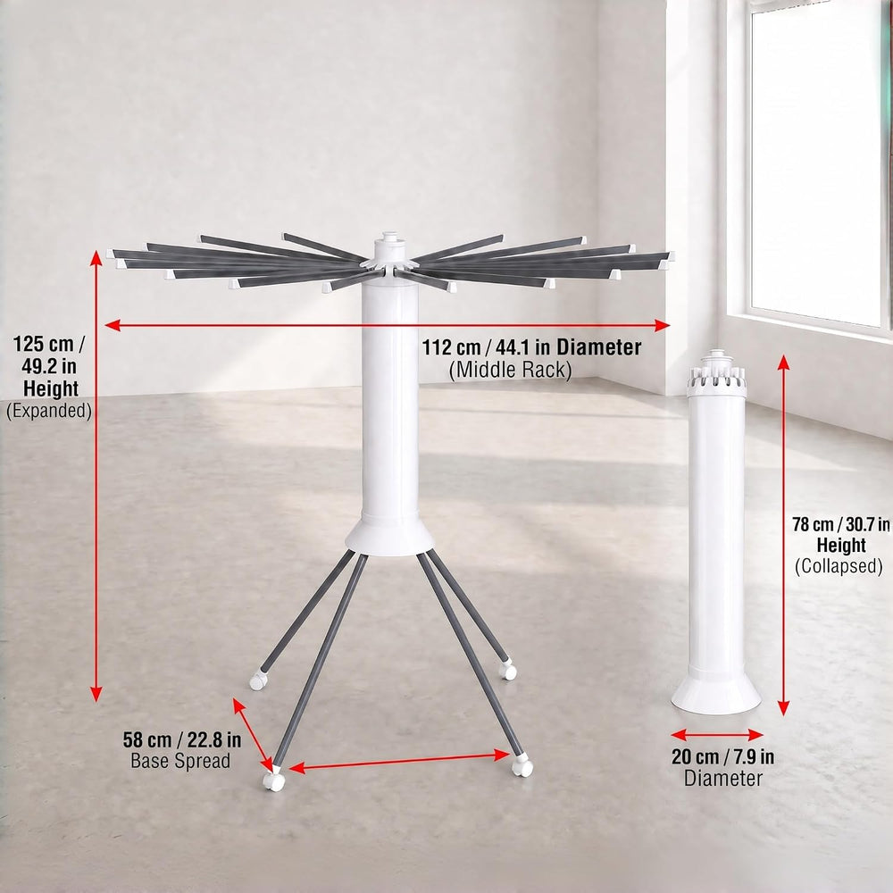 Clothes Drying Rack Foldable with Rolling Wheels, Portable Laundry Drying Rac...