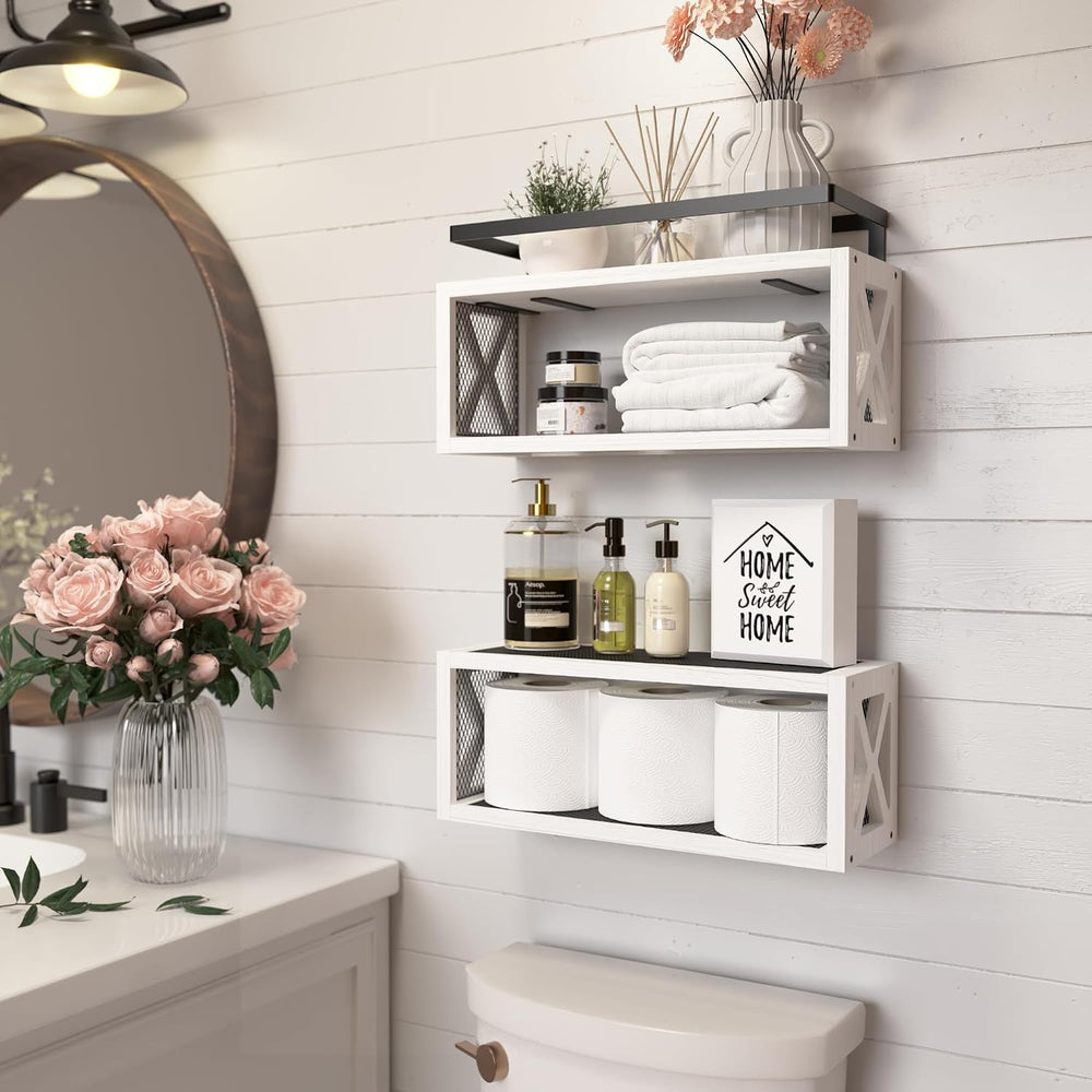 RICHER HOUSE Floating Shelves Bathroom, Wall Mounted Shelf Over Toilet