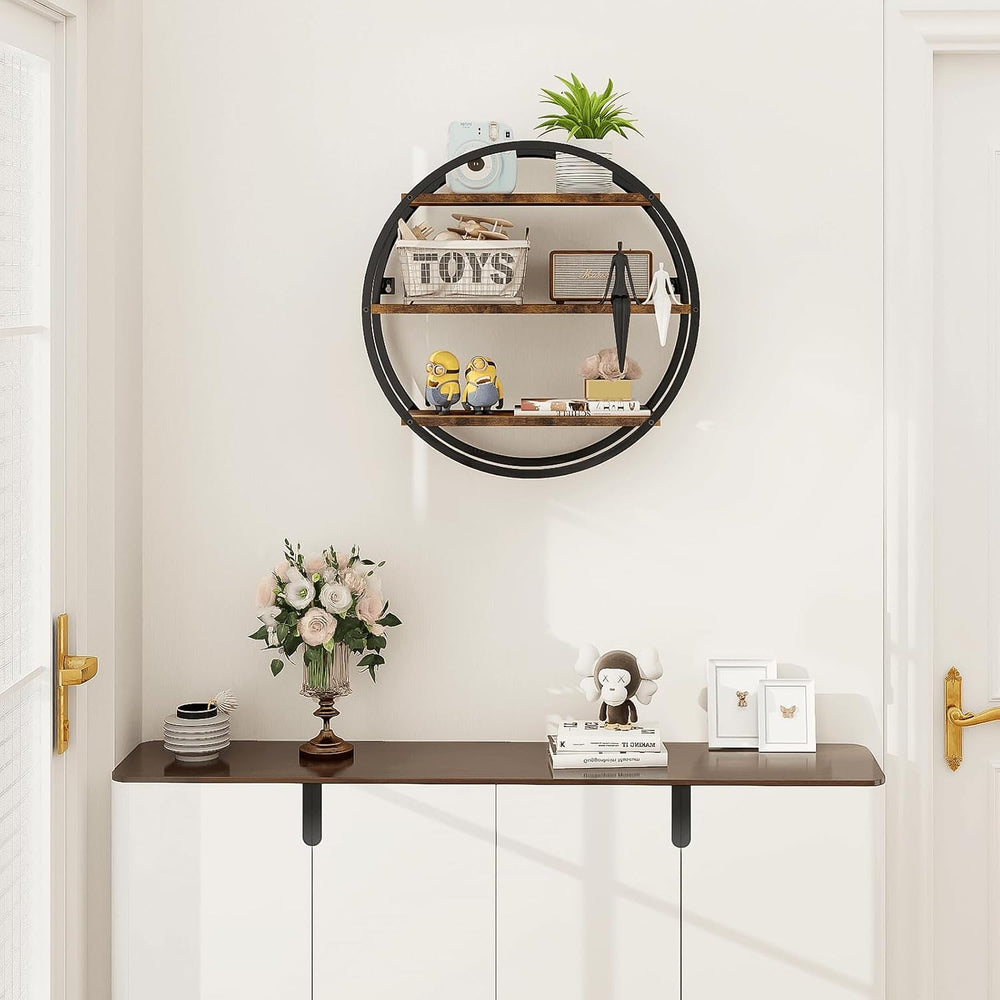 Circle Shelf Wall Decor, 3 Tier Decorative Round Wall Shelf