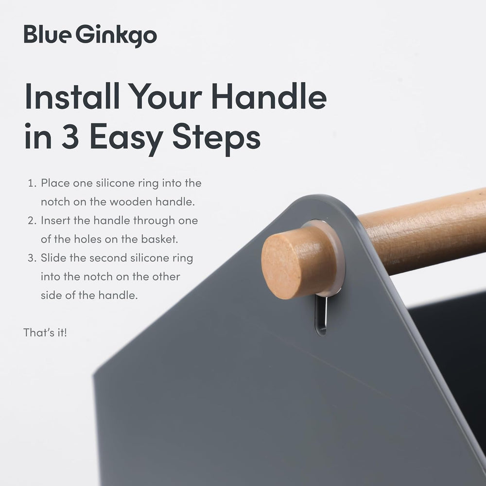 BLUE GINKGO Storage Basket, Large 10.5L, Grey, Made in Korea