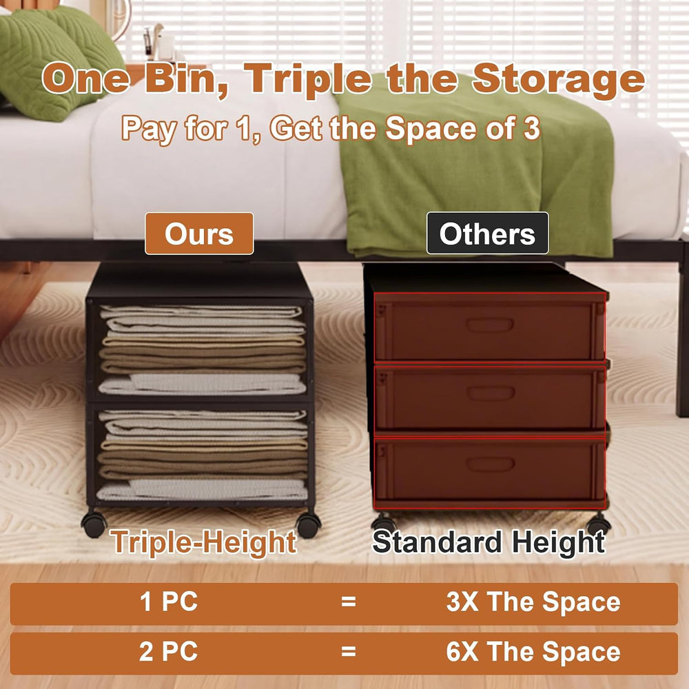 Fokyfok 2Pack Under Bed Storage Containers,16 inch Height,31 inch Long