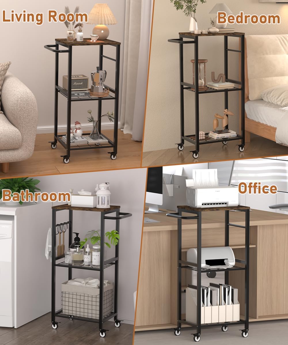 Kitchen Microwave Stand Cart with Storage Rack, Black