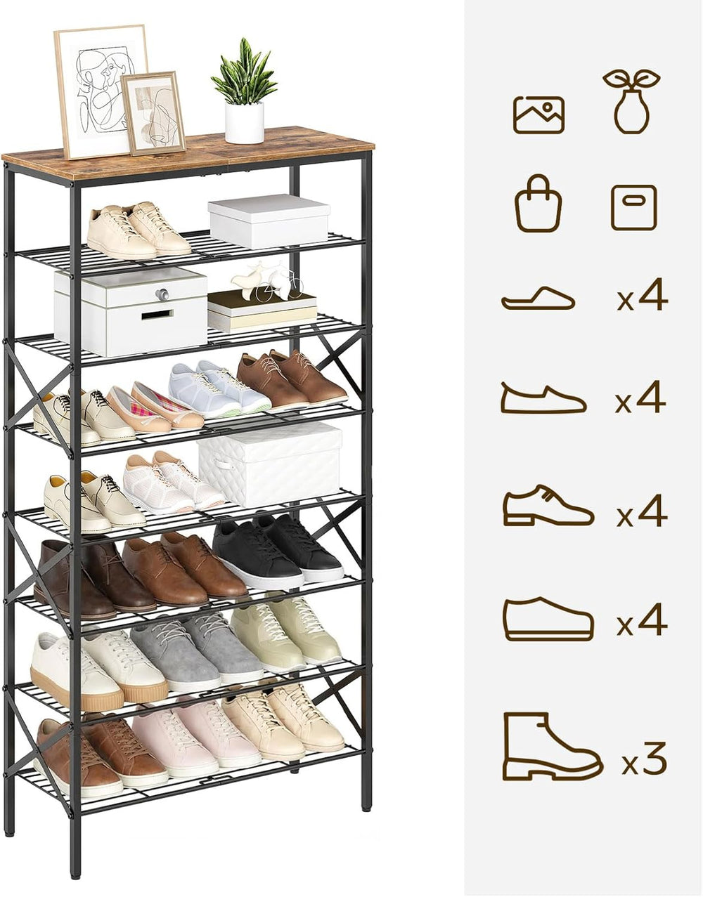 YATINEY 8 Tier Shoe Rack, Shoe Storage Organizer, Large Capacity Shoe Shelf H...