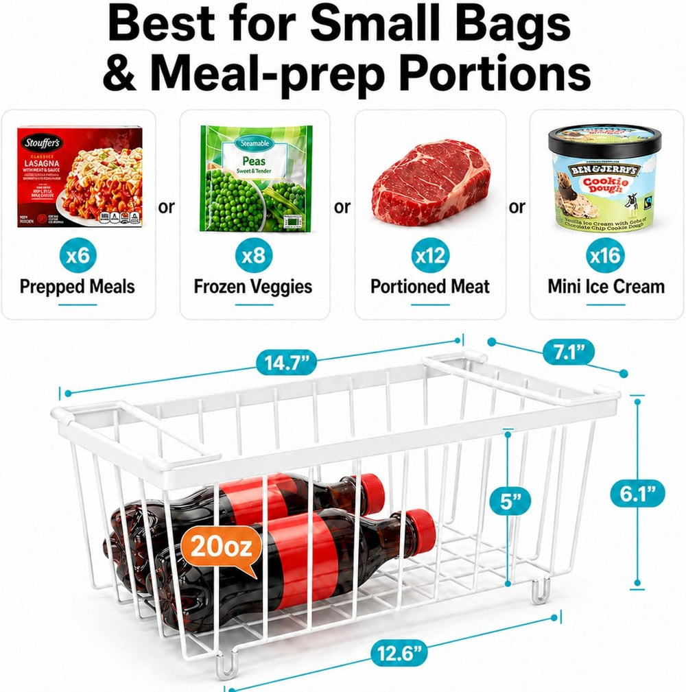iSPECLE Chest Freezer Organizer Bins - Small Baskets for 7 Cu.Ft, 6 Pack