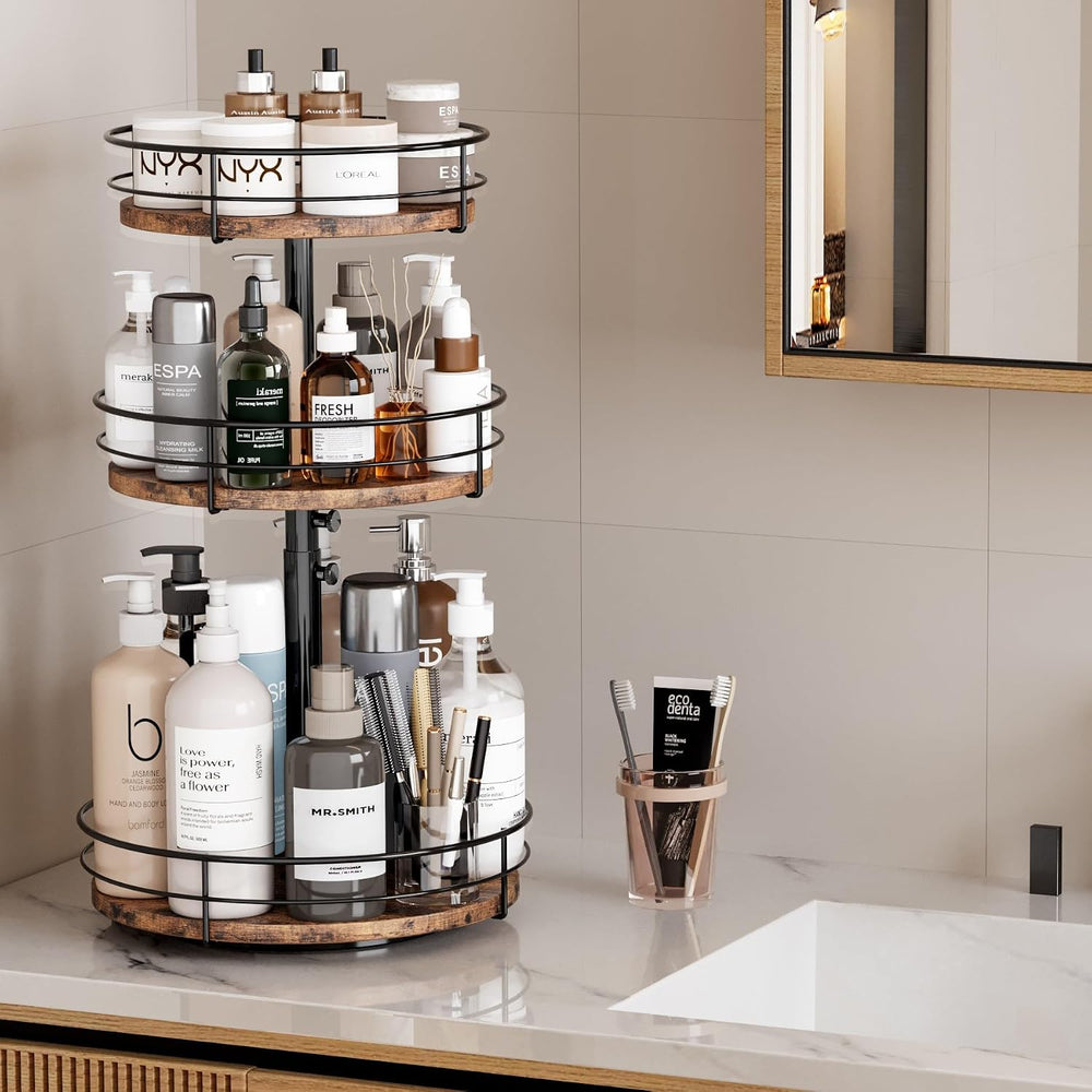 3 Tier Lazy Susan Spice Rack Organizer 360° Rotating, Black