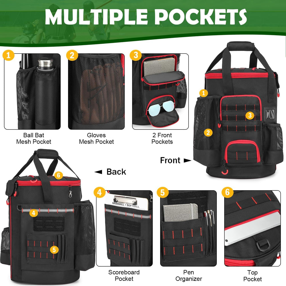 Baseball Bucket Bag, Softball Coaches Bags Fit 6 Gallon Buket