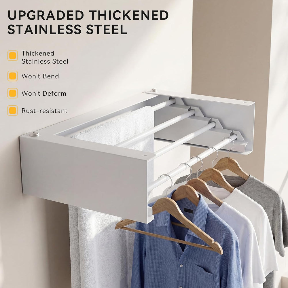 Wall Mounted Drying Rack, 23.6" Retractable Clothes Drying Rack, Heavy D...
