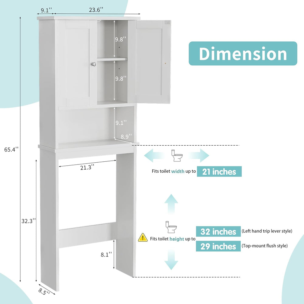 Shintenchi Over the Toilet Storage Cabinet, Bathroom Shelf, White