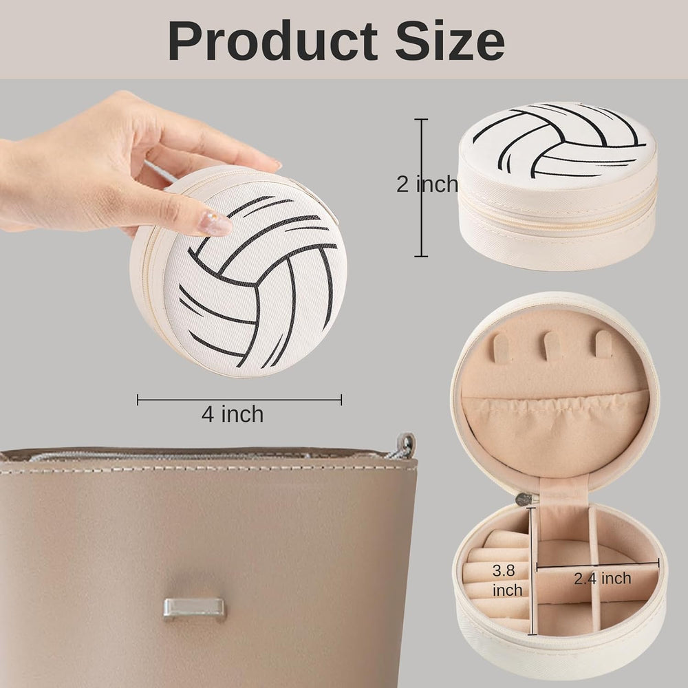12-Pack Volleyball Jewelry Box Bulk Team Gifts for Girls, Round Mini Travel J...