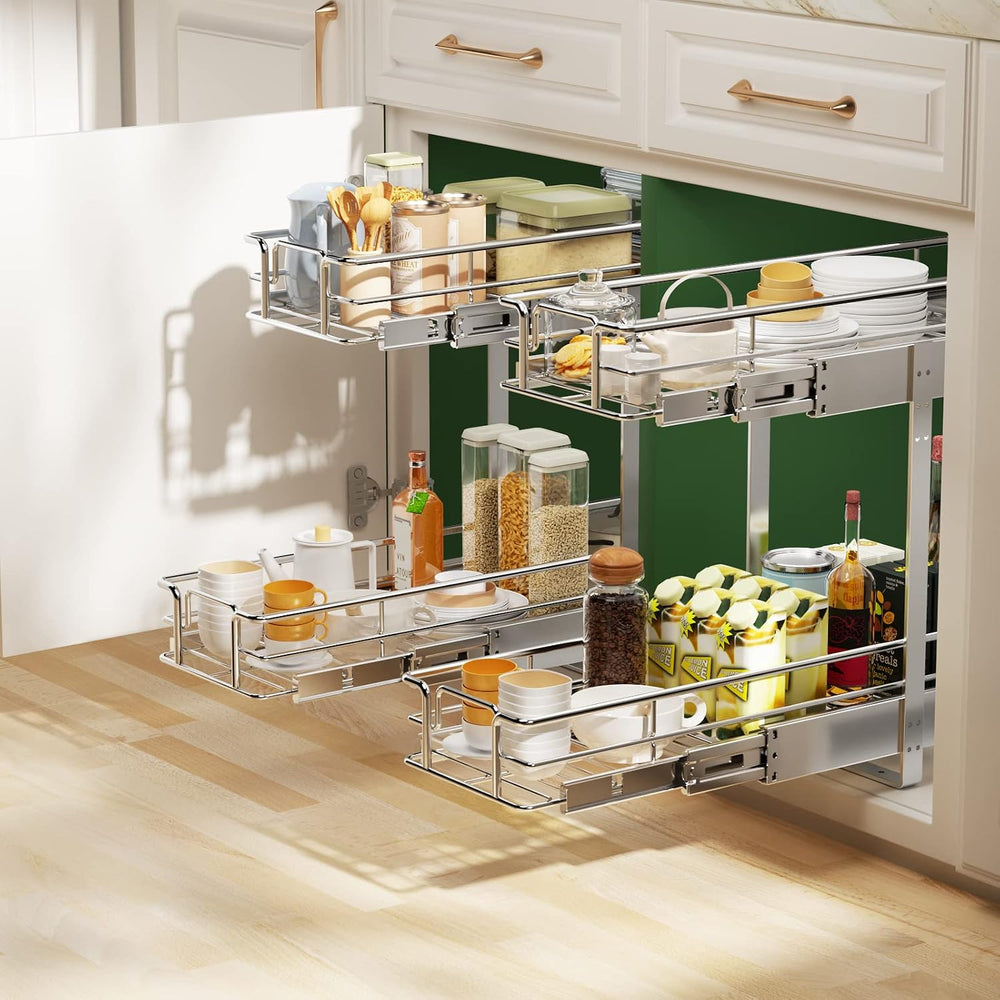 LOVMOR 2 Tier 5½" W x 21½" D, Individual Pull Organizer Kitchen Cab...