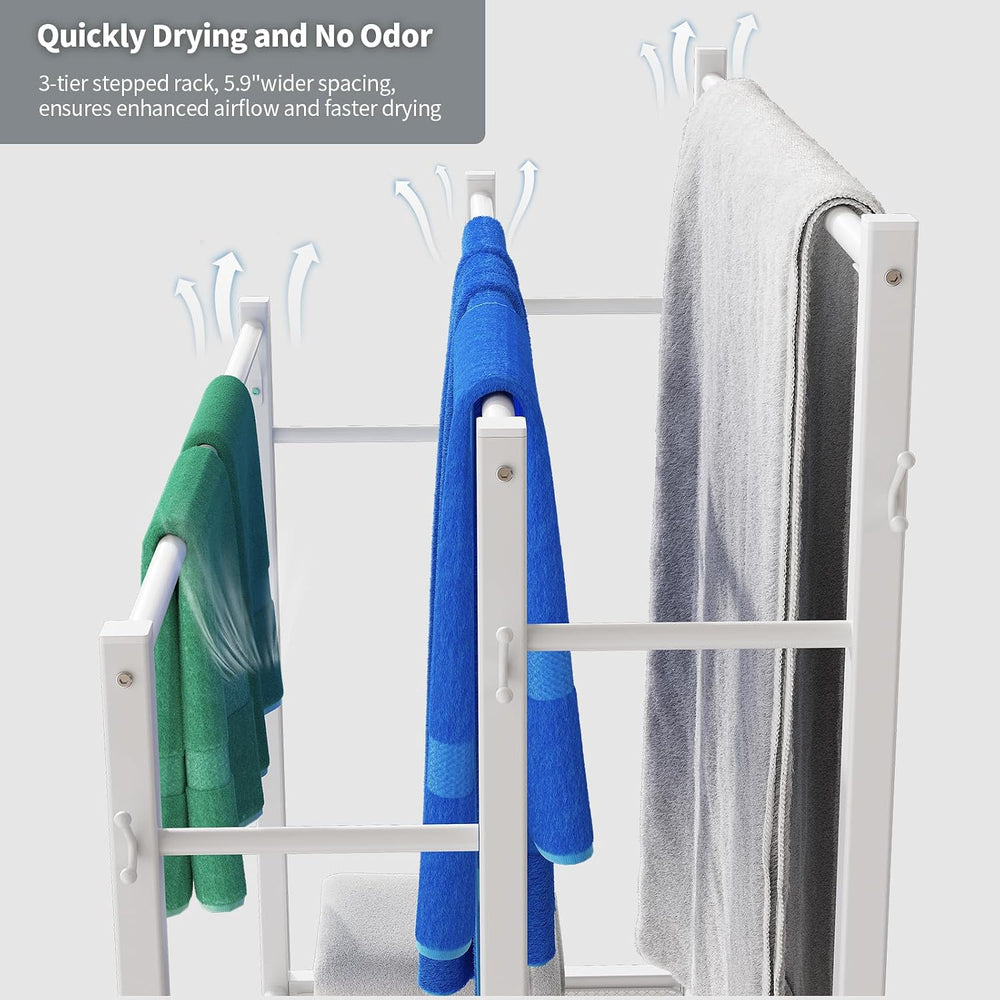 HavenlyYouth 3 Tier Free Standing Towel Rack, Pool Towel Rack with Metal Shel...