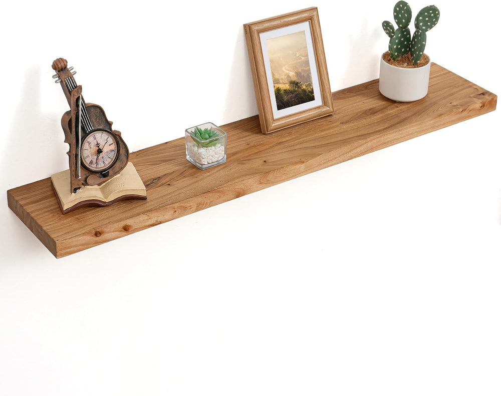 Floating Shelves for Wall Decor, 8" Deep Rustic Solid Elm Wood Floating ...