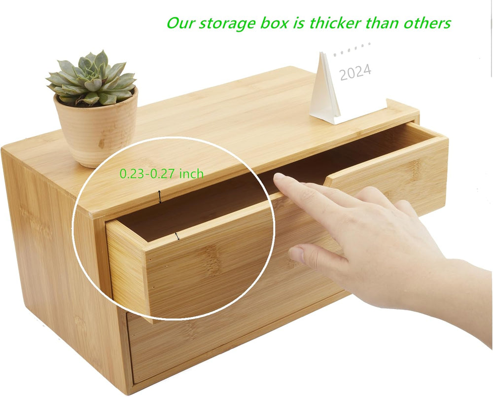 Charmewooden Bamboo Desk Organizer with Drawers, Countertop Organizer with Dr...
