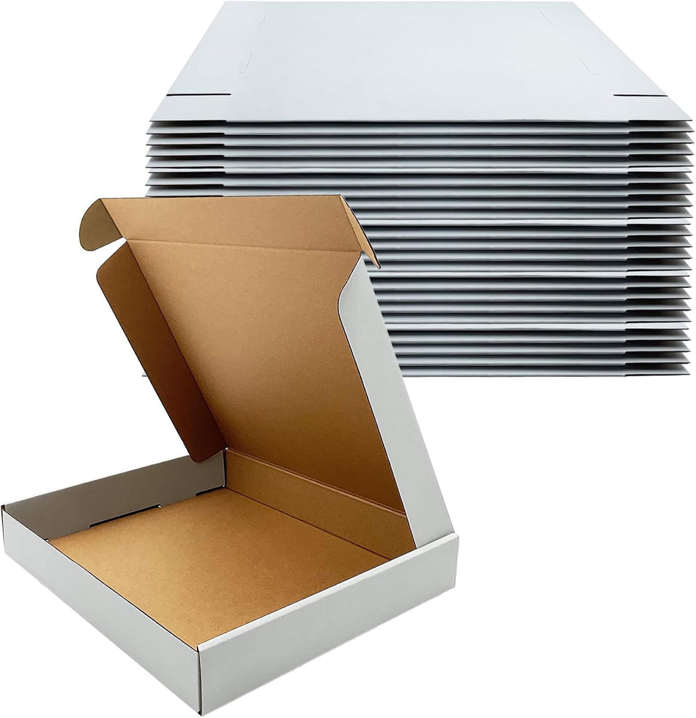 13x11x2 Inch Shipping Boxes Set of 25,White Corrugated Cardboard Mailers