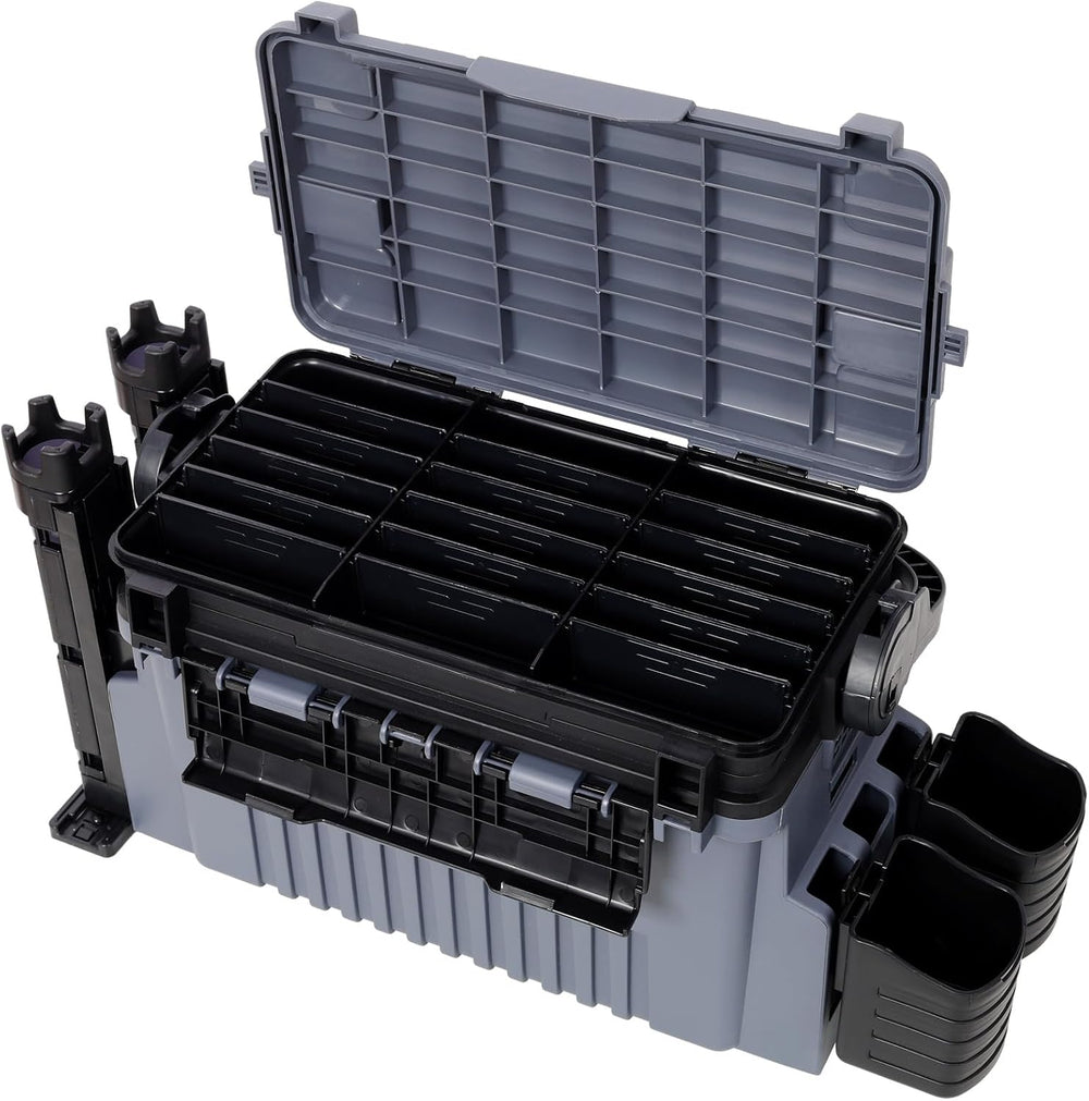 Dual-layer Fishing Tackle Box, Portable Tackle Storage Box Organizer with 2 R...