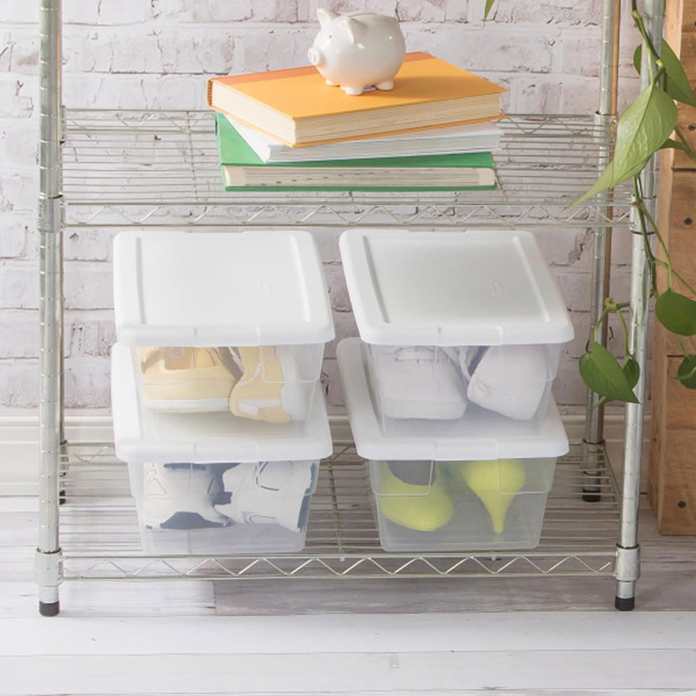Sterilite Storage Boxes, Stackable Clear Plastic Bins, 6 Quart, 24-Pack