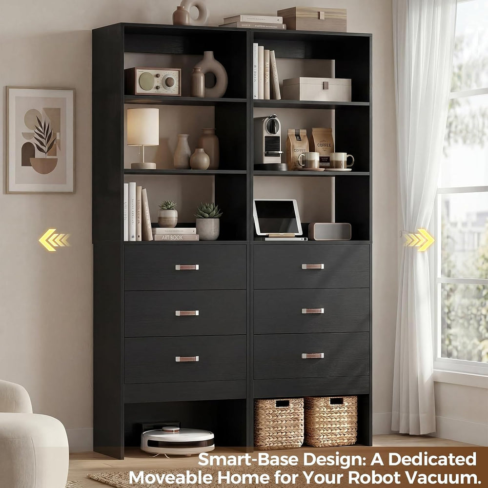 Freestanding 1.8FT Closet System with Leather Handles for Small Space Black
