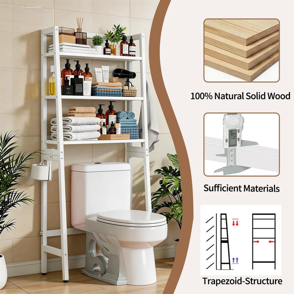 Over The Toilet Storage, Wooden 3-Tier Over-The-Toilet Rack Bathroom Space Sa...