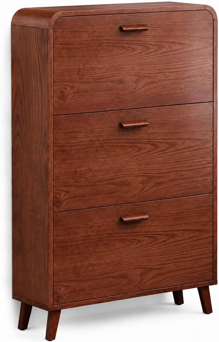 3 Tier Slim Shoe Cabinet with Flip Drawers, Entryway Shoe Storage