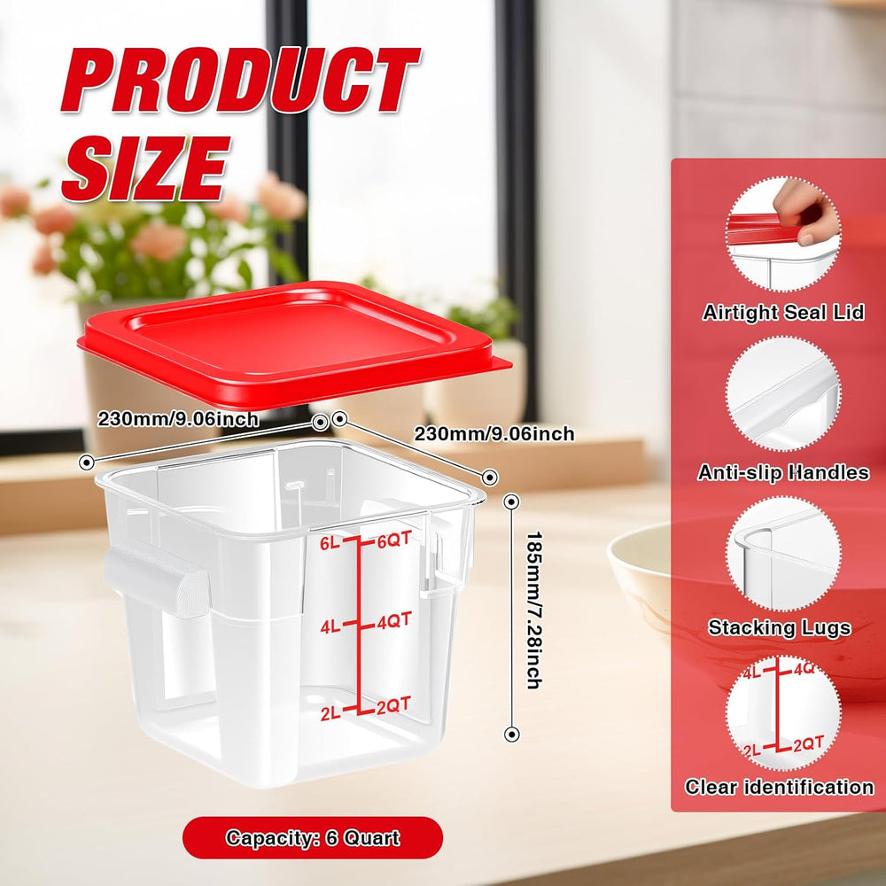 2 Pack Square Food Storage Container With Lid,2-12 Quart Commercial Storage B...