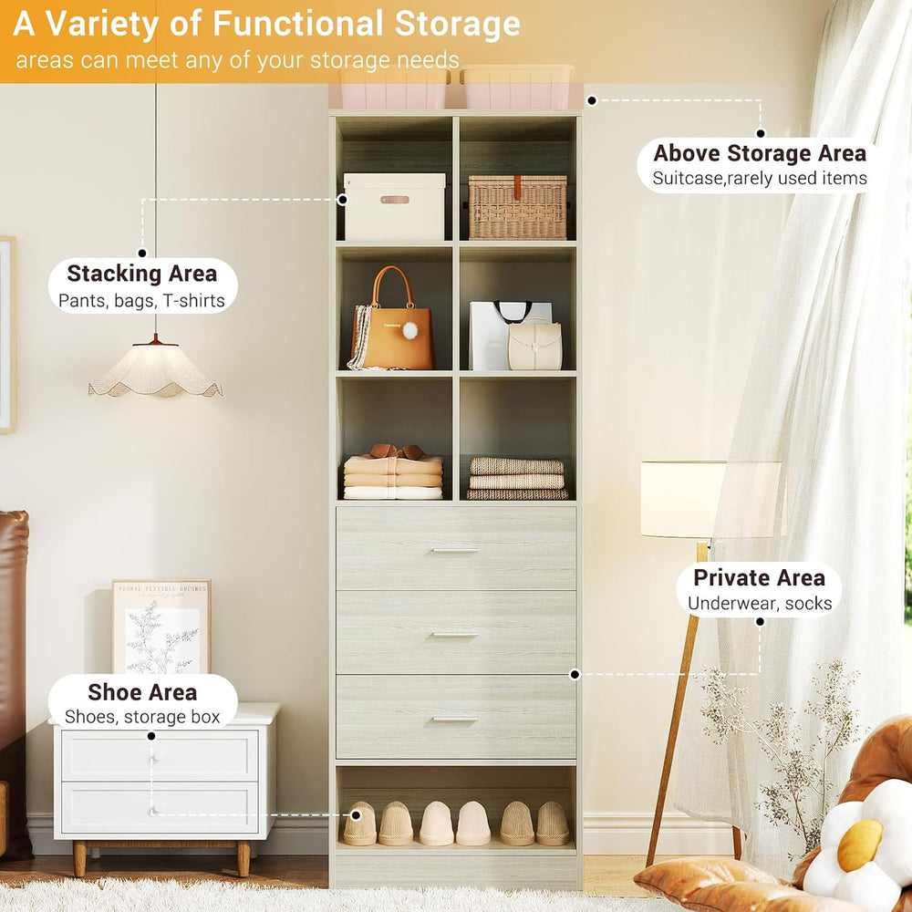 Homieasy Closet System Organizer with 3 Drawers and Partition Storage, Freest...