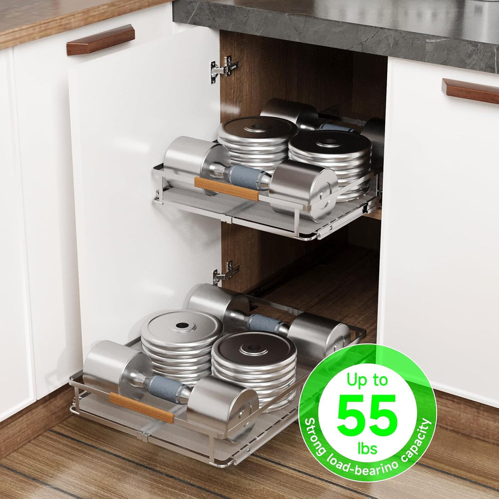 Expandable Pull-Out Cabinet Drawers, Slide-Out Shelves, Large 1 Pack