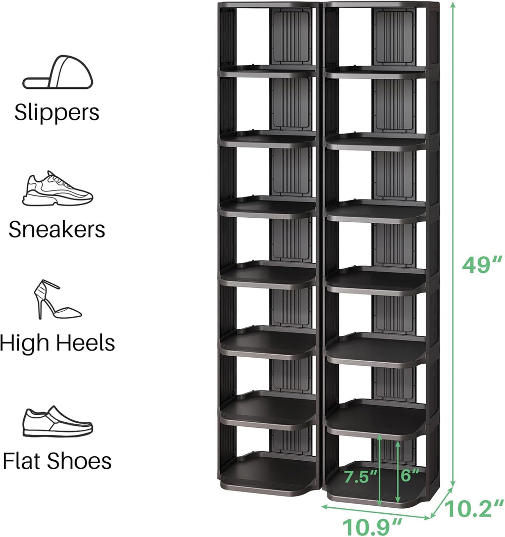 Kitstorack Stackable 16-Tier Shoe Rack for Closet & Entrance - Tall, Narr...