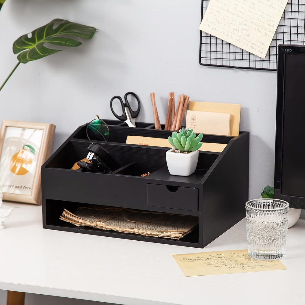 Wood Desk Drawer Organizers with File Organizer Pen holder Office Decor combo...