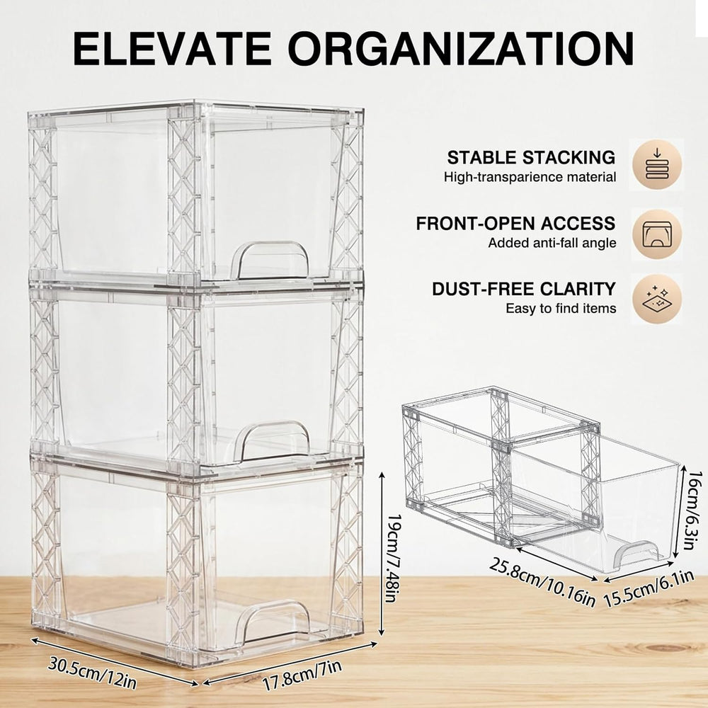 Stackable Storage Drawers 4 Pack 7in Under Bathroom Sink Organizer Boxes