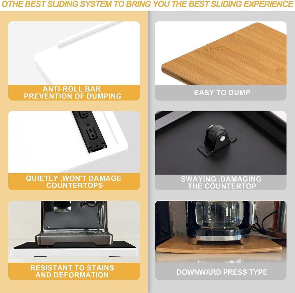 MinBoo Bamboo Appliance Slider,Sliding Tray for Coffee Maker, Kitchen Counter...