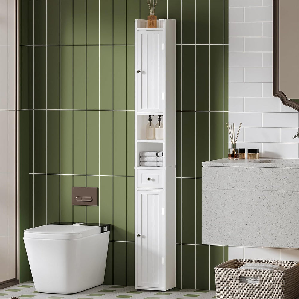 ChooChoo Narrow Bathroom Storage Cabinet with Adjustable Shelves and Drawer