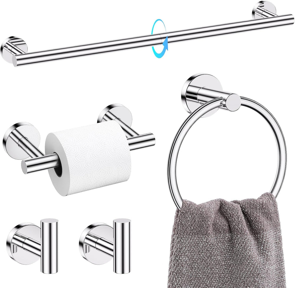 5 Piece Towel Racks for Bathroom, 23.6" Bathroom Hardware Set Chrome