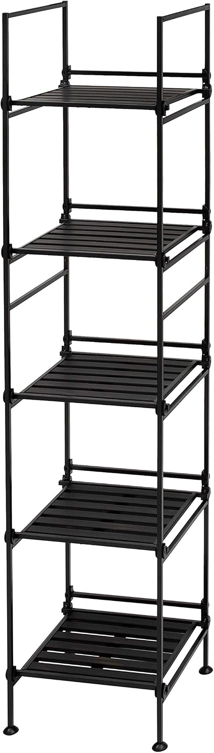 Organize It All 5 Tier Square Freestanding Shelf Unit for Bedroom, Bathroom, or Home Storage and Organization, in Espresso