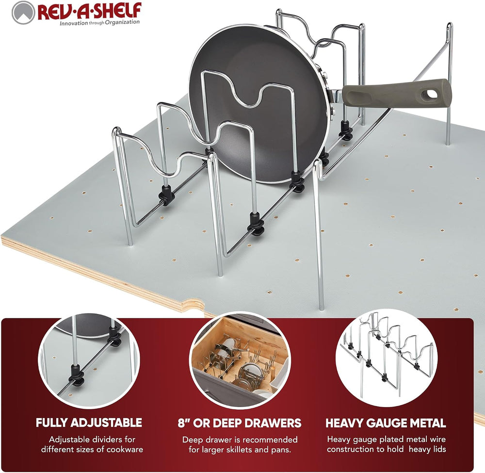 Rev-A-Shelf Drop-In Pot and Pan Drawer Organizer Storage Rack for 4DPS & ...