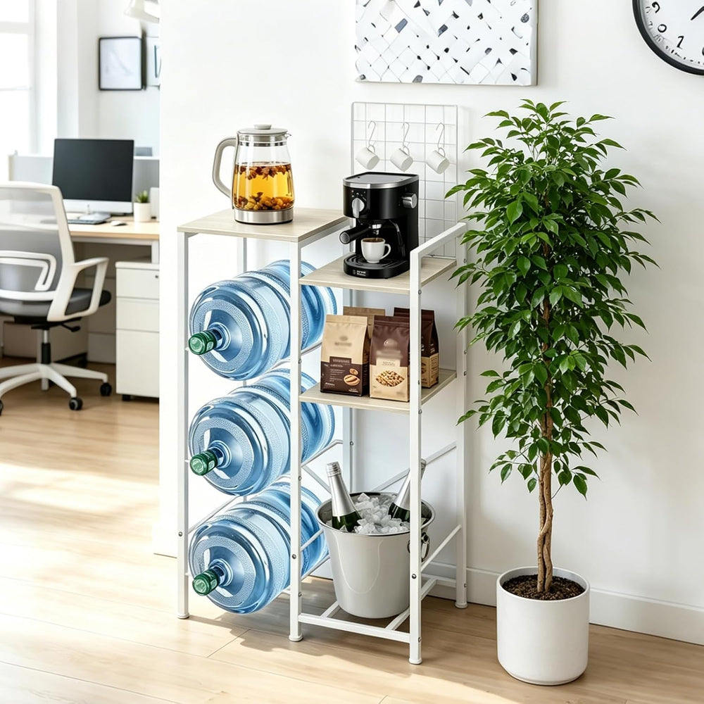 5 Gallon Water Bottle Holder Tall Water Jug Rack with Storage Shelves, Heavy-...