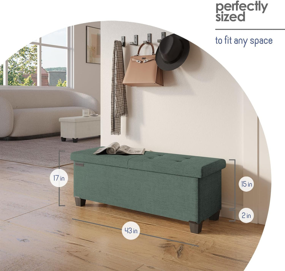Storage Ottoman Bench with Bins, 43-in Storage Bench for Bedroom End of Bed, ...