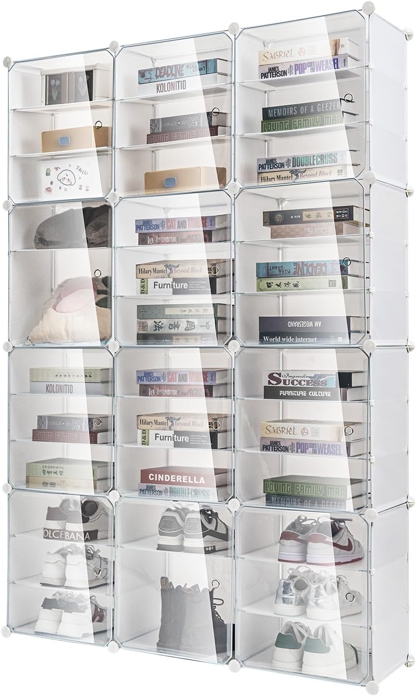 Shoe Organizer, 12 Cube 36 Tiers 72Pairs Plastic Freestanding Shoe Organizer,...