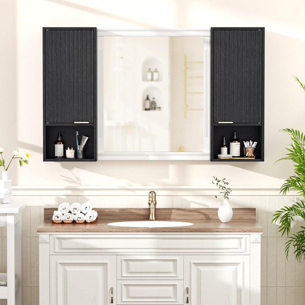 AKMAKM 59.1" Tall Slim Bathroom Storage Cabinet Black | Freestanding or ...