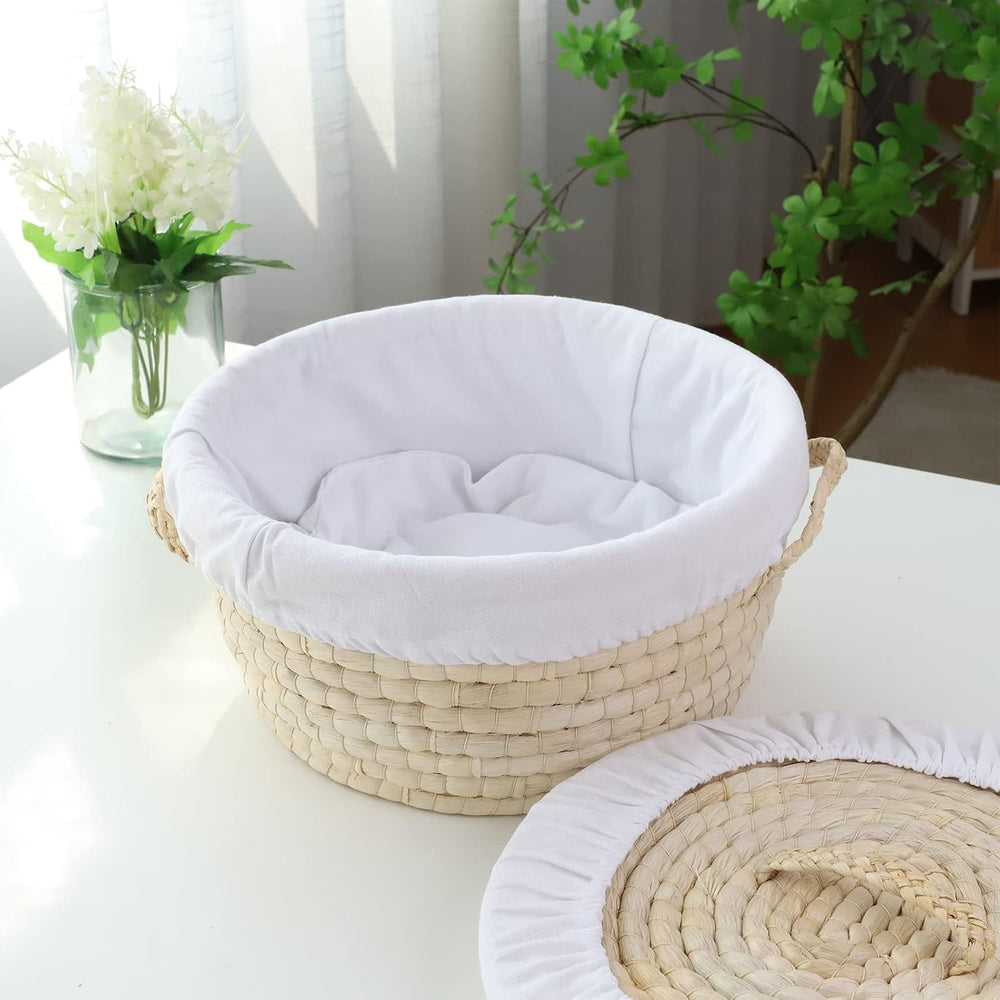 YAHUAN Round Bread Basket Serving Woven Bread Baskets Wicker Baskets Sourdoug...