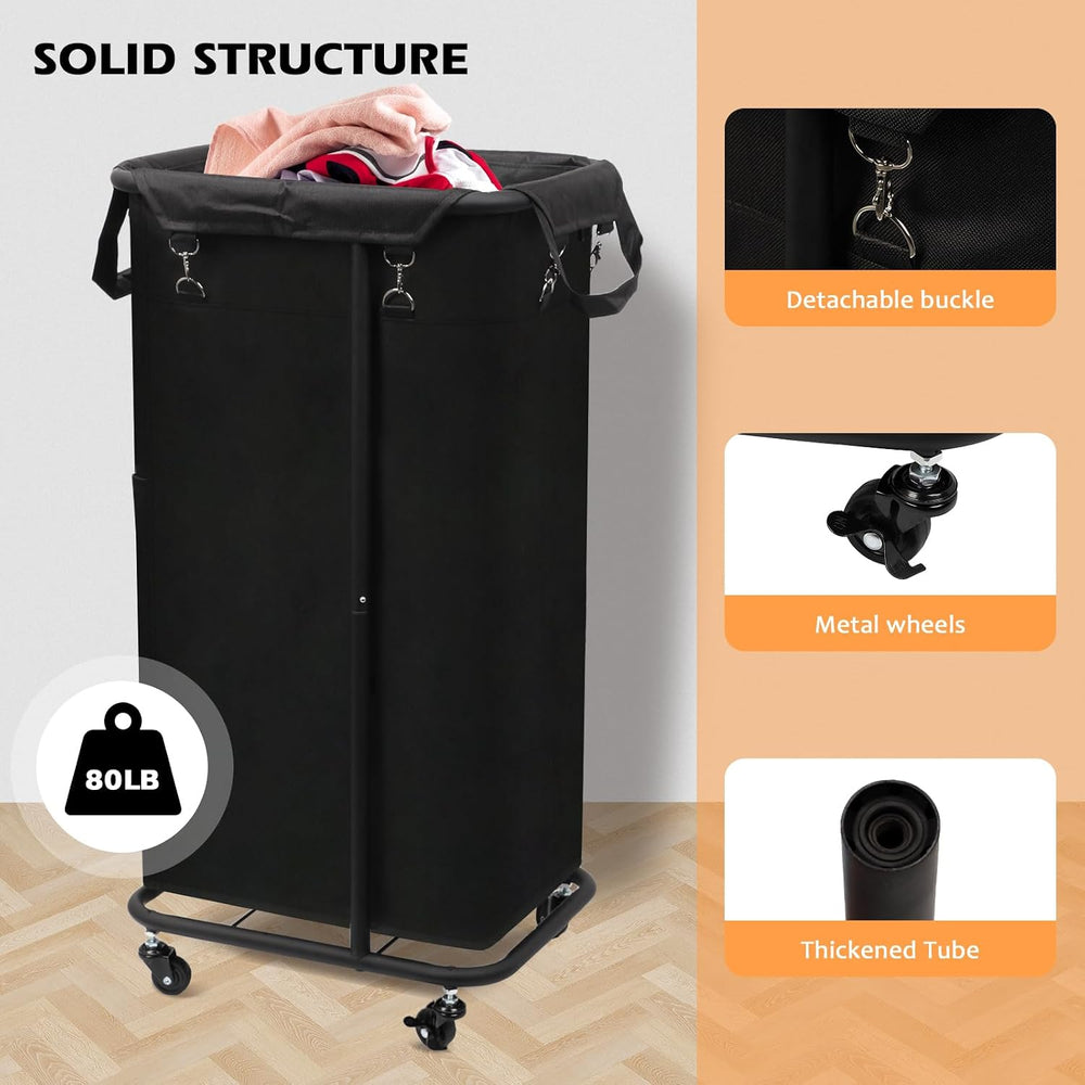 Longzhuo 180L Laundry Basket with Wheels, Rolling Laundry Basket with Removab...