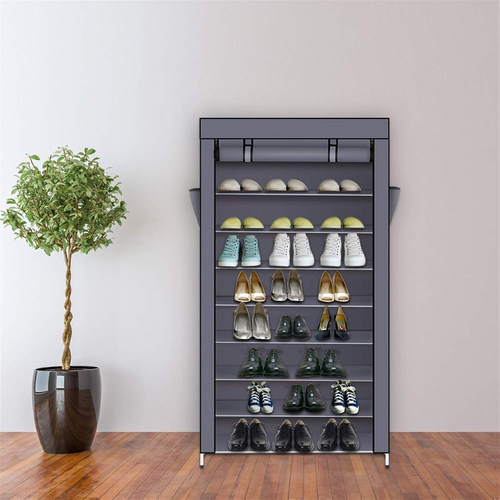 Shoe Rack, 10 Tier Shoe Organizer with Dust Cover, Closet Shelf for up to 45 ...