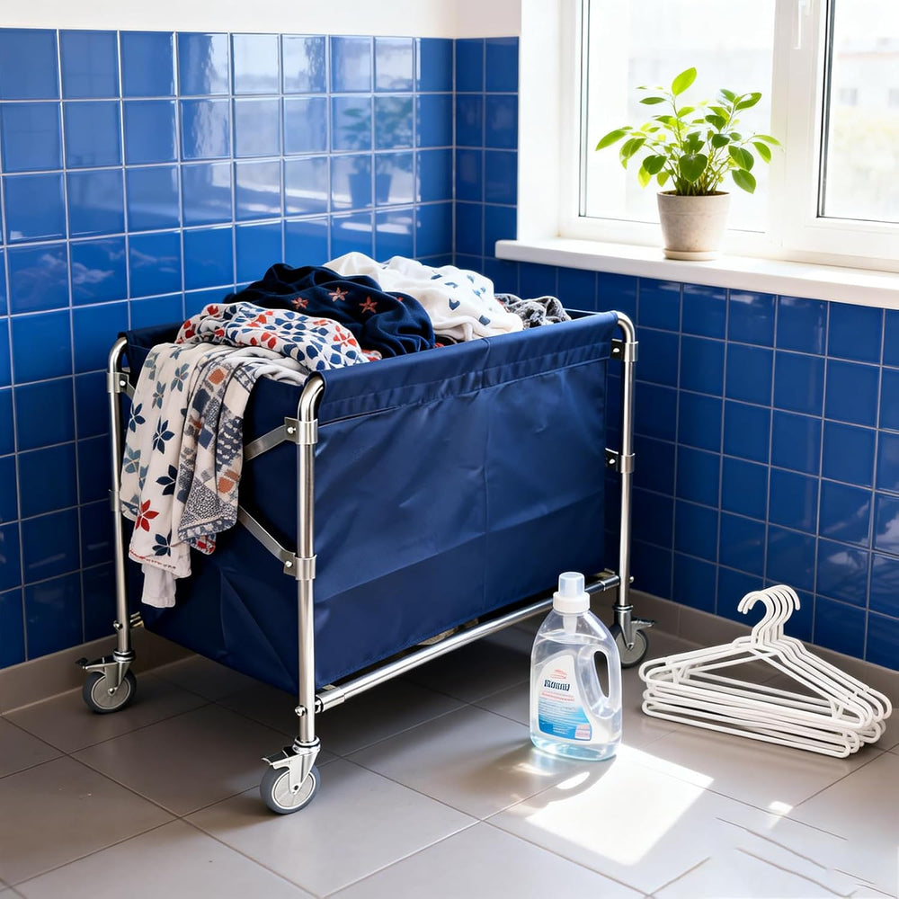 Industrial Laundry Cart with Wheel 12 Bushel (400l) Commercial Collapsible La...