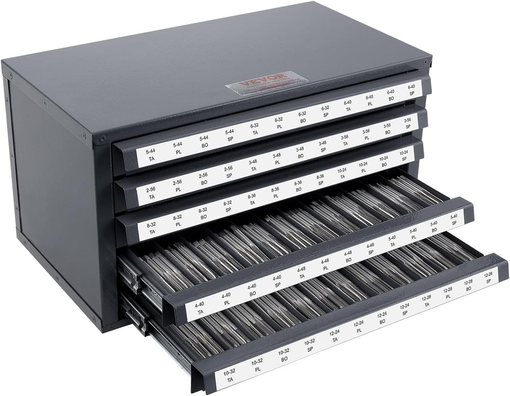 VEVOR Five-Drawer 2-56-#12-28 Steel Dispenser Organizer Labels, 60-Compartmen...
