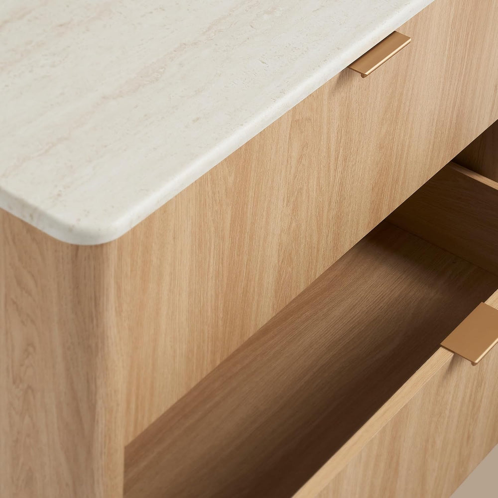 ModernMate 3 Drawer Dresser with Curved Profile & Faux Travertine Texture...